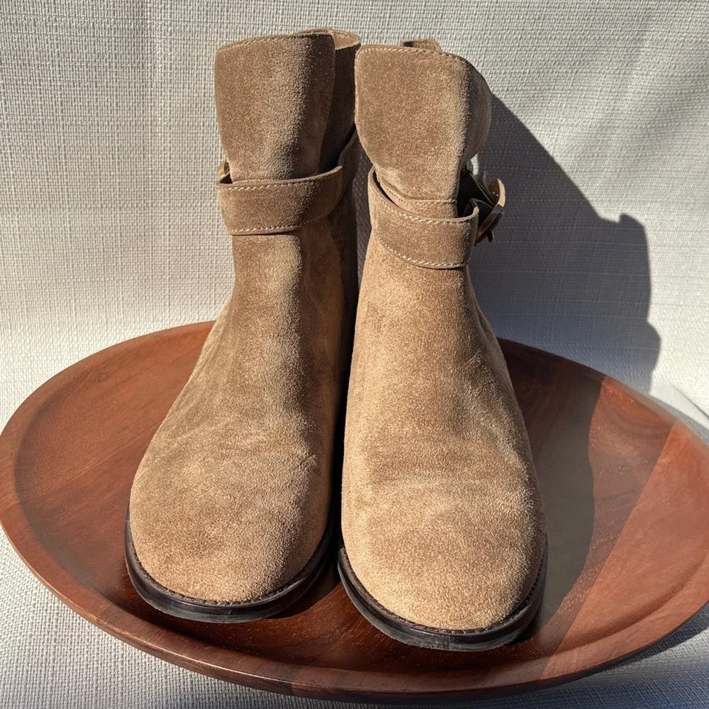 Tory Burch Women’s Brooke Ankle Bootie Tan Suede Sz 8